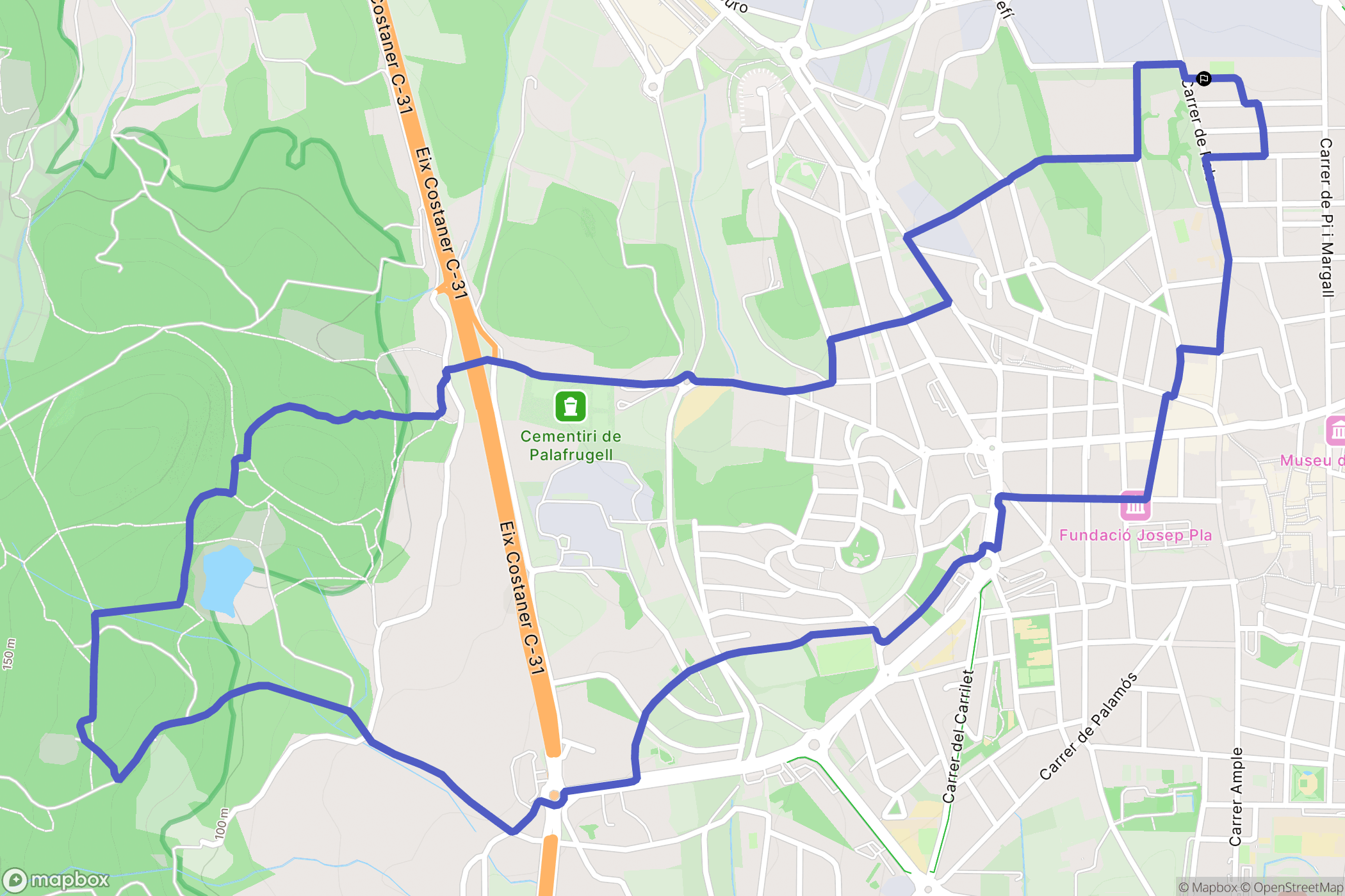 Palafrugell : carte du parcours de randonnée - Spain