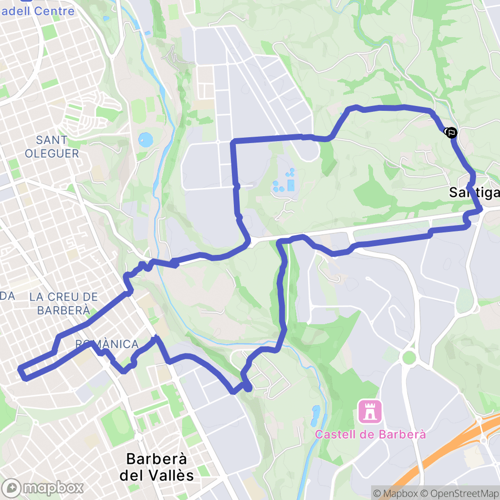 Santiga : carte du parcours de randonnée - Spain