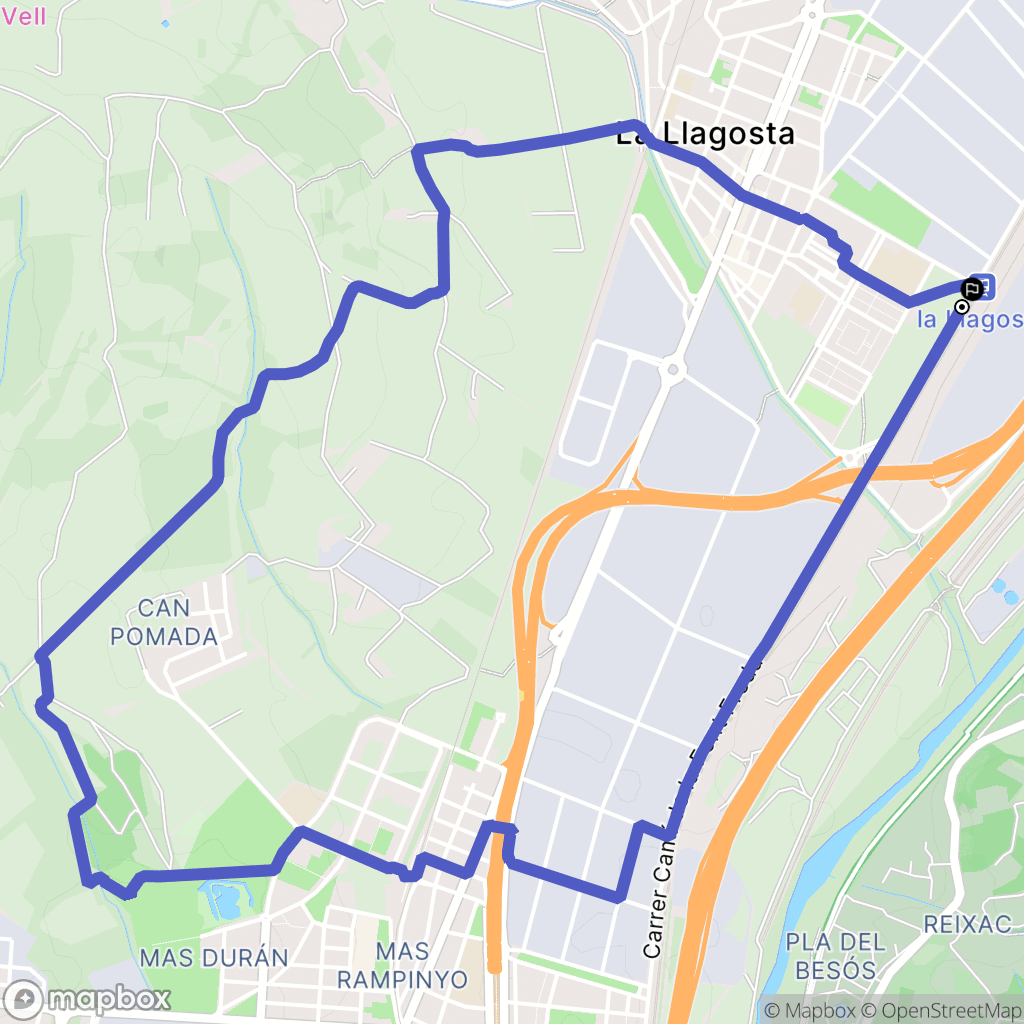 La Llagosta : carte du parcours de randonnée - Spain