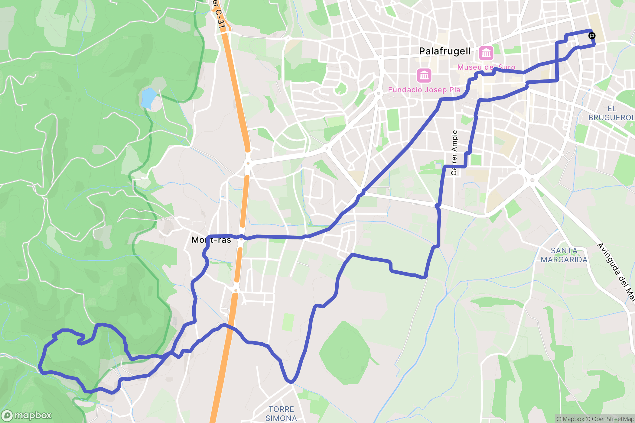 Palafrugell : carte du parcours de randonnée - Spain