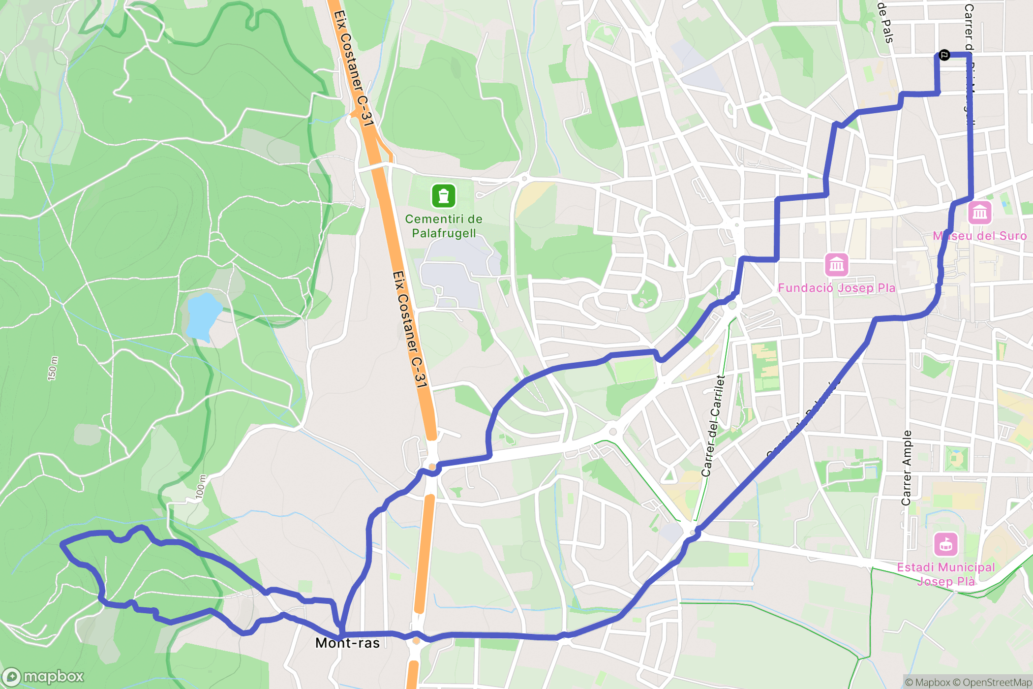 Palafrugell : carte du parcours de randonnée - Spain