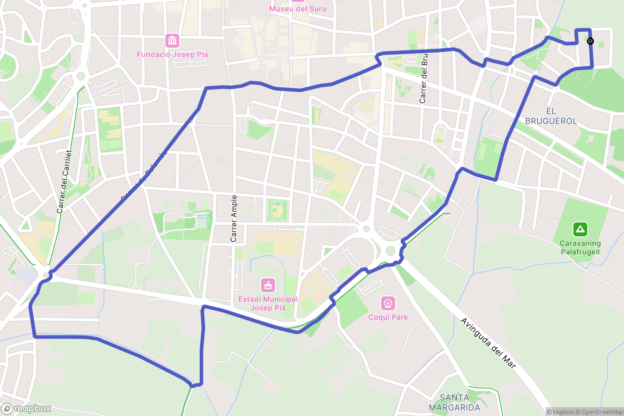 Palafrugell : carte du parcours de randonnée - Spain
