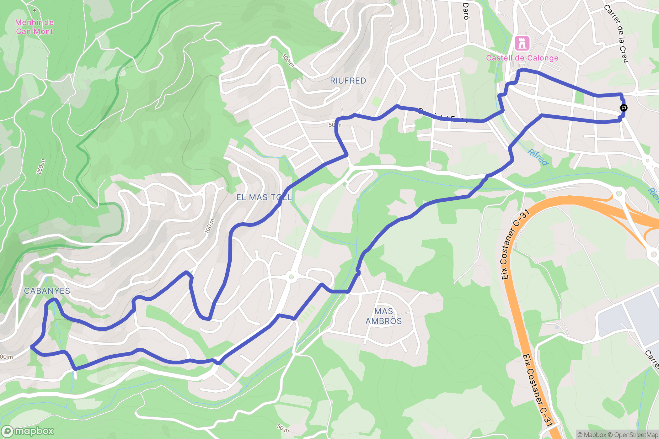 Calonge : carte du parcours de randonnée - Spain