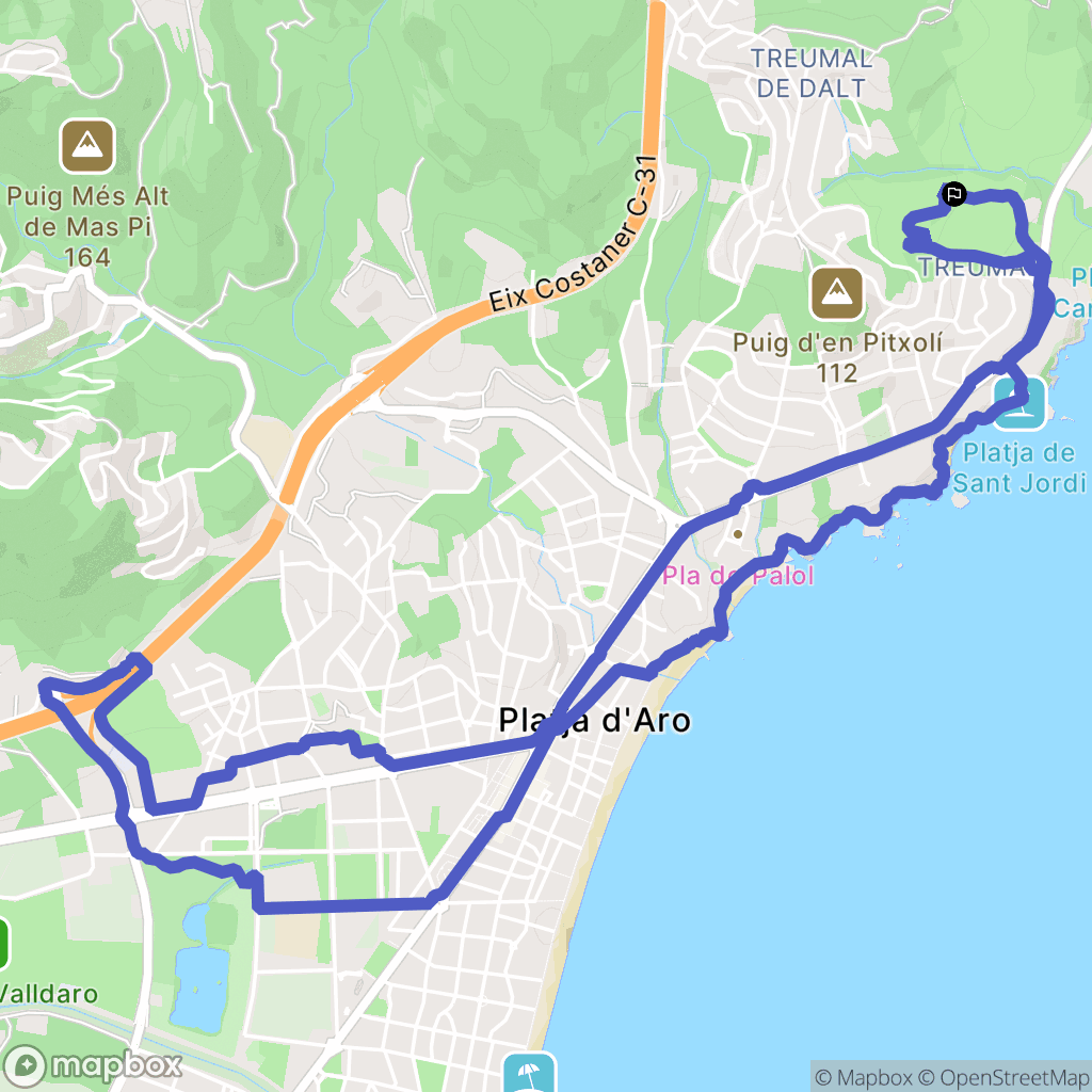 Calonge : carte du parcours de randonnée - Spain