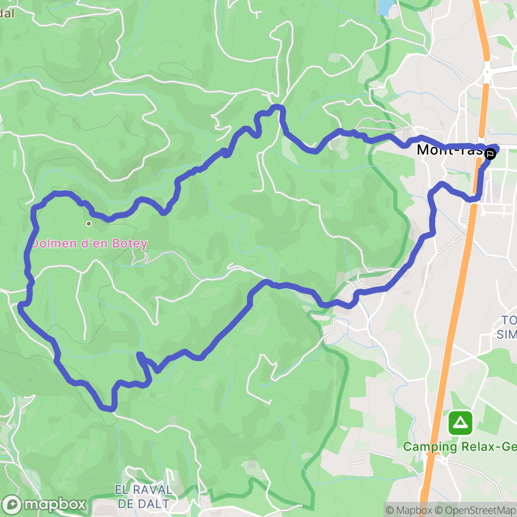 Mont-ras : carte du parcours de randonnée - Spain