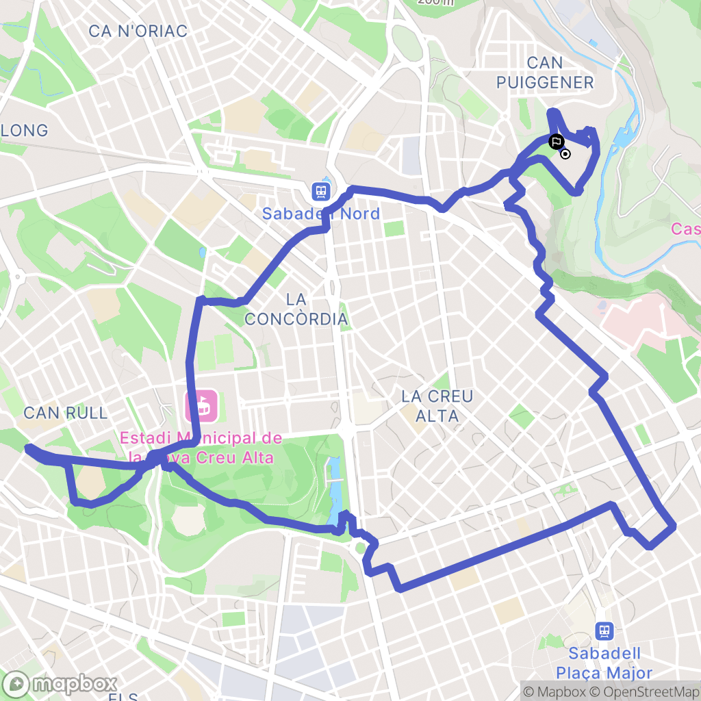 Sabadell : carte du parcours de randonnée - Spain