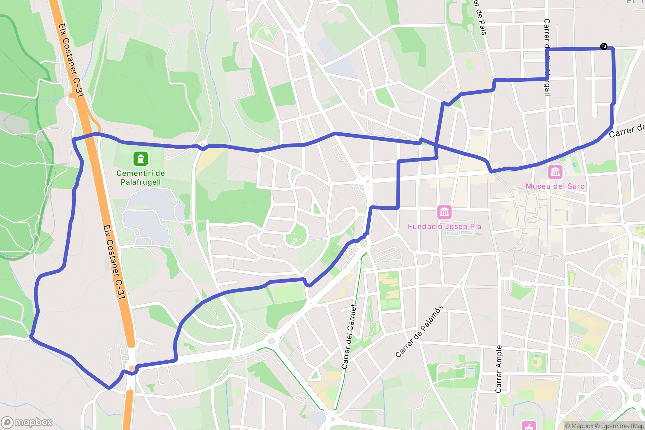 Palafrugell : carte du parcours de randonnée - Spain