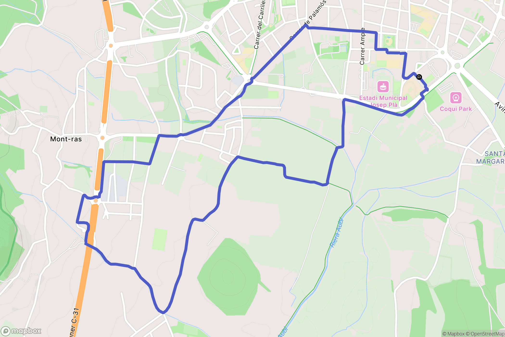 Palafrugell : carte du parcours de randonnée - Spain