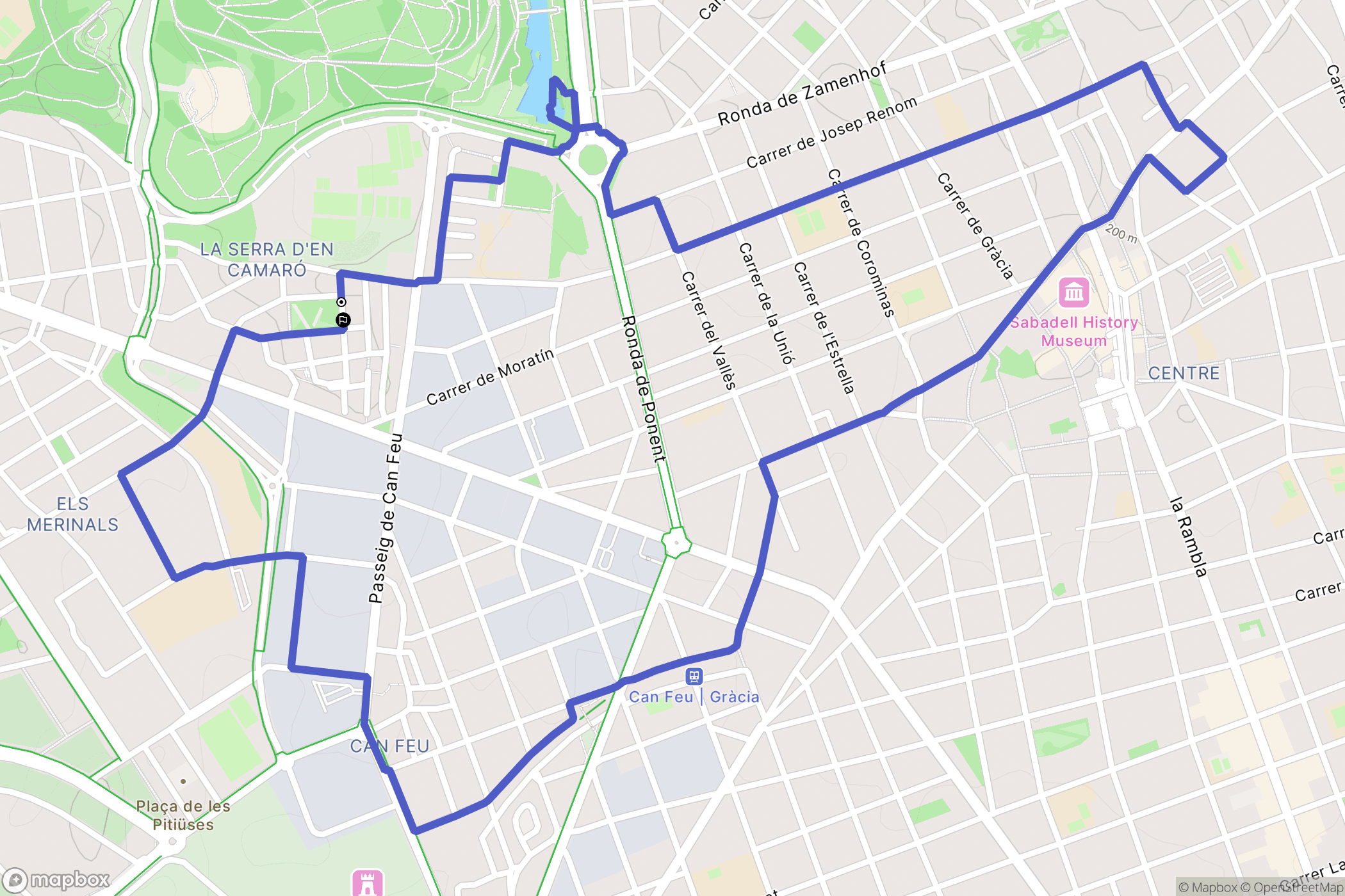Sabadell : carte du parcours de randonnée - Spain