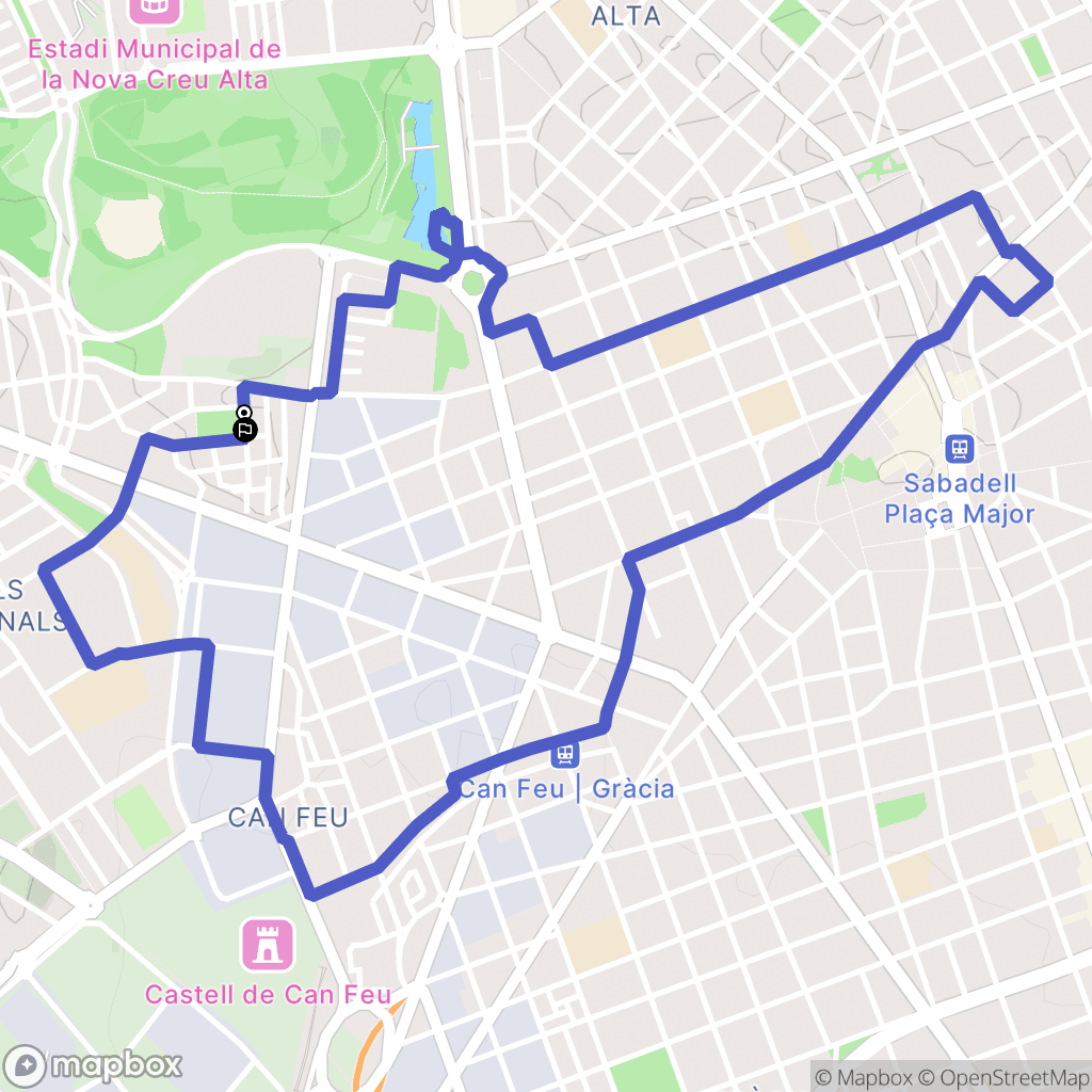 Sabadell : carte du parcours de randonnée - Spain