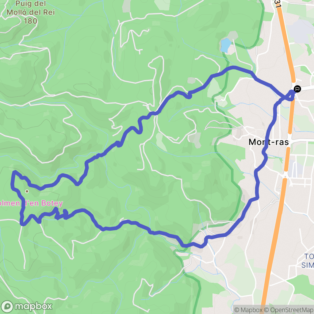 Mont-ras : carte du parcours de randonnée - Spain