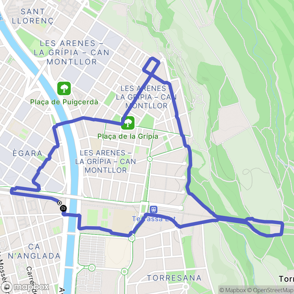 Terrassa : carte du parcours de randonnée - Spain