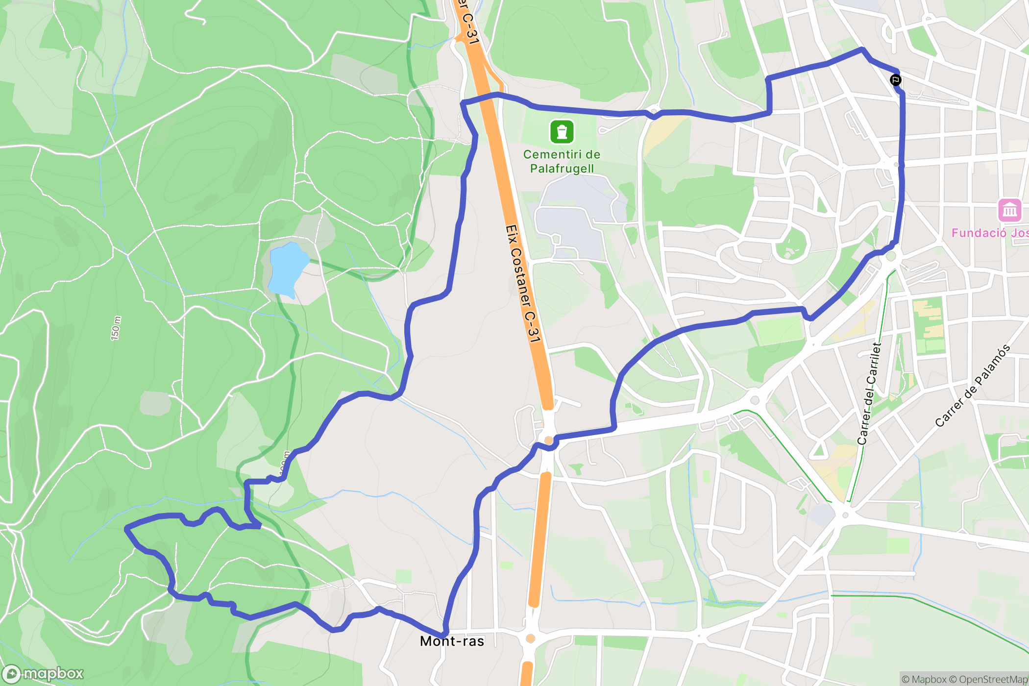Palafrugell : carte du parcours de randonnée - Spain