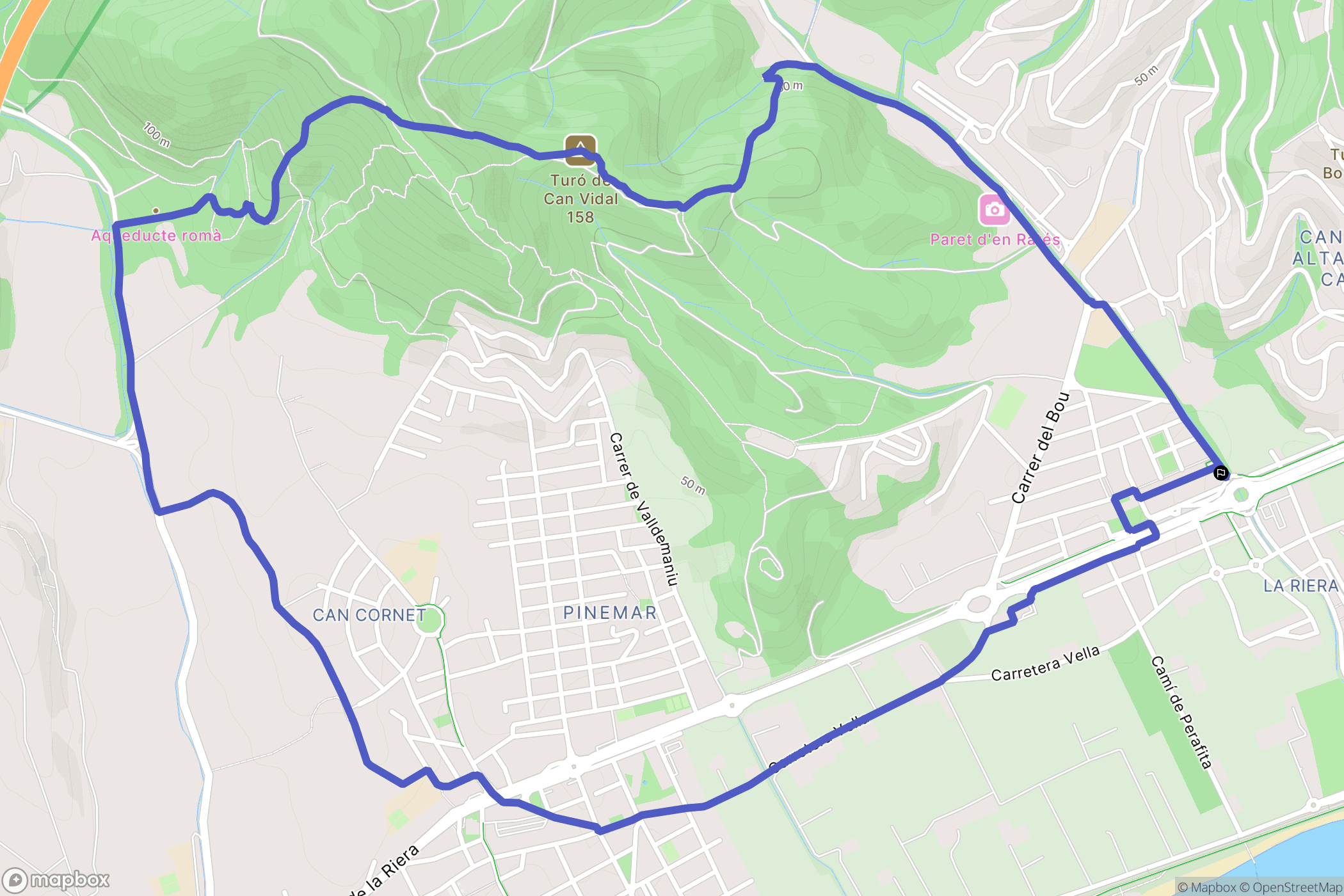 Santa Susanna : carte du parcours de randonnée - Spain