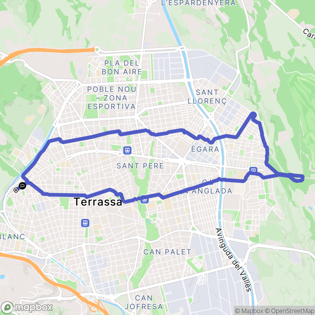 Terrassa : carte du parcours de randonnée - Spain