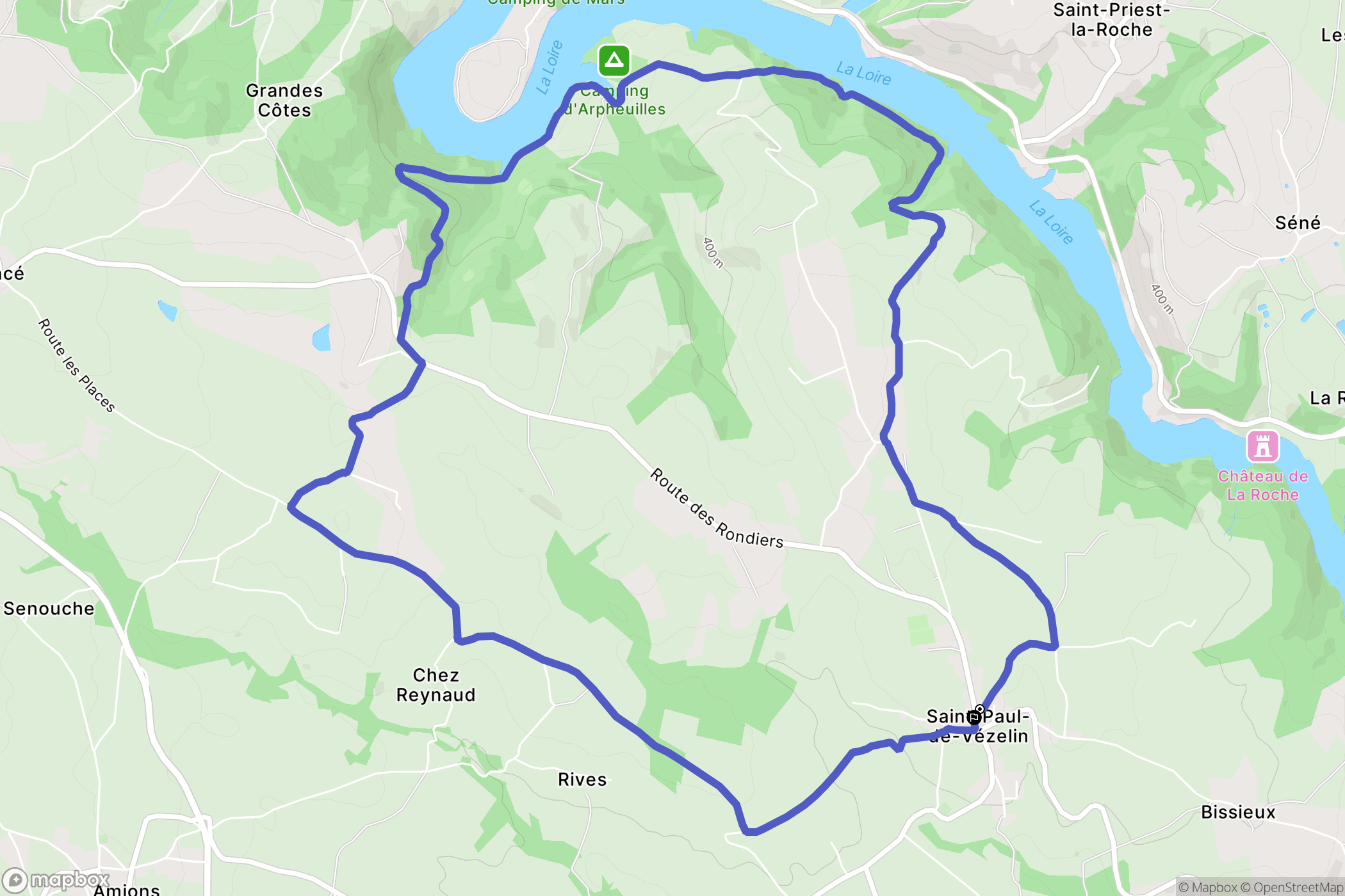 Vézelin-sur-Loire : carte du parcours de randonnée - France