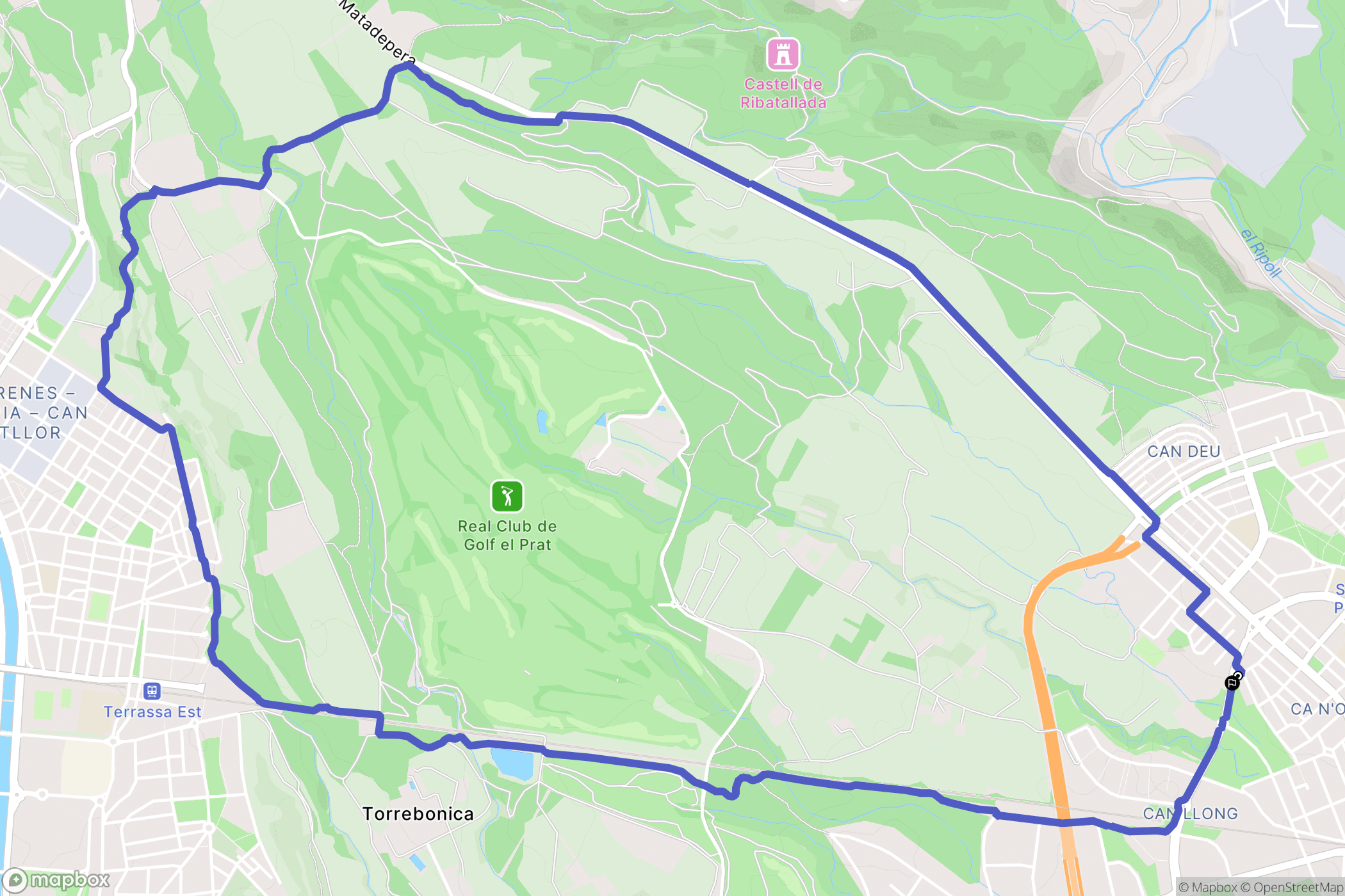 Sabadell : carte du parcours de randonnée - Spain