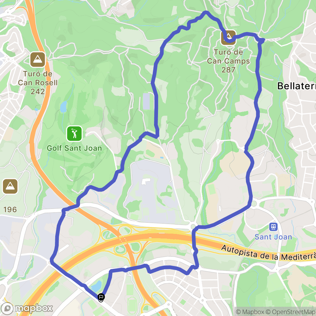 Sant Cugat del Vallès : carte du parcours de randonnée - Spain