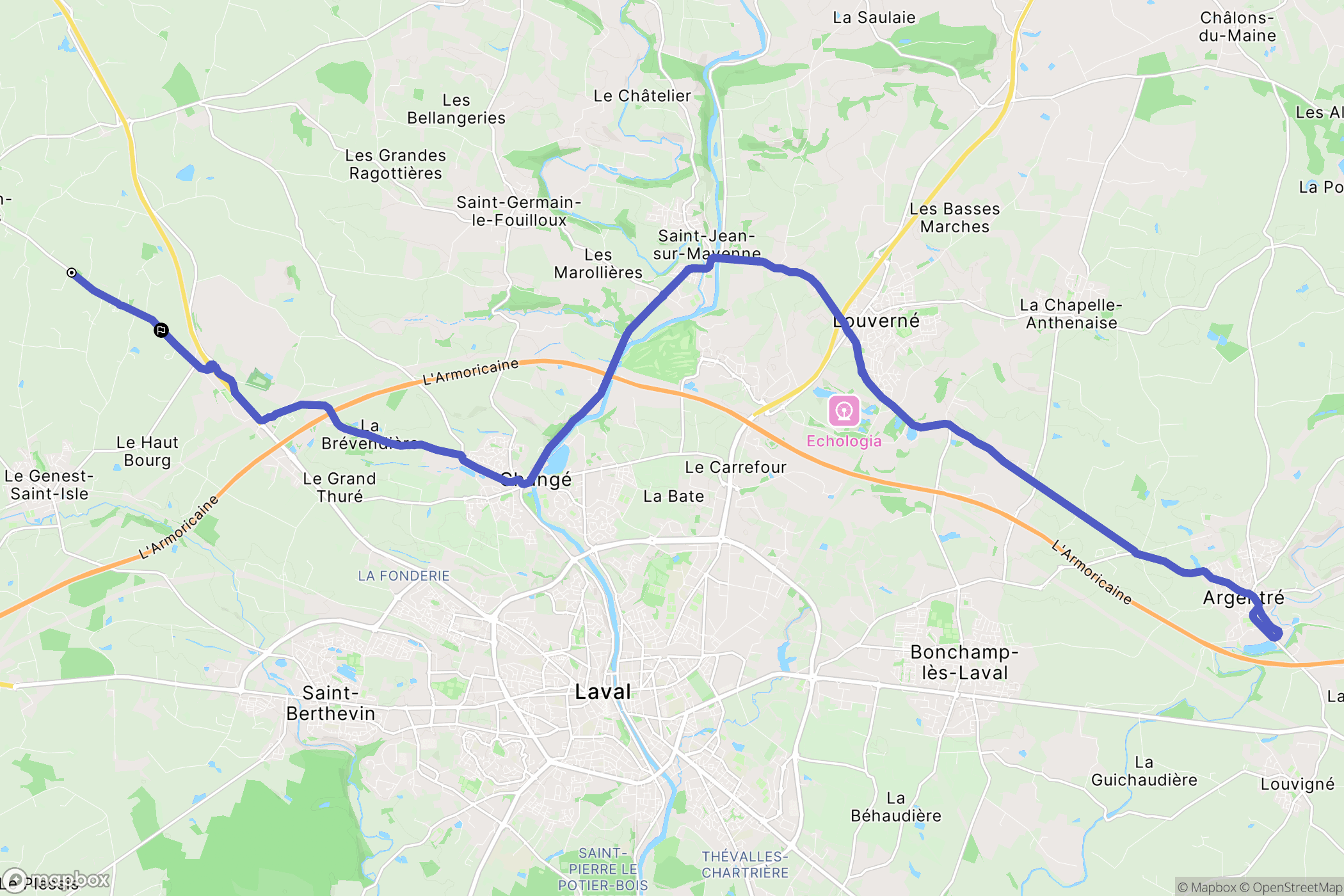 Saint-Ouën-des-Toits : carte du parcours de randonnée - France
