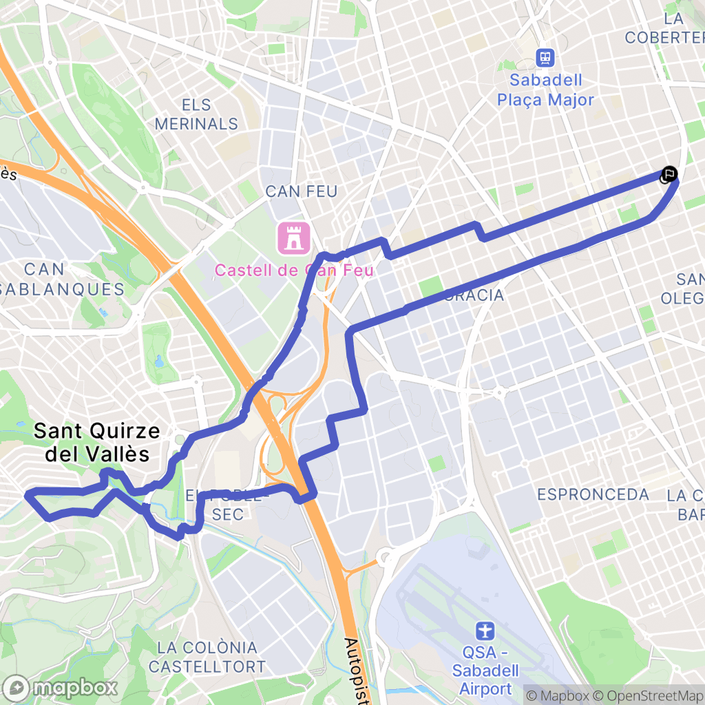 Sabadell : carte du parcours de randonnée - Spain