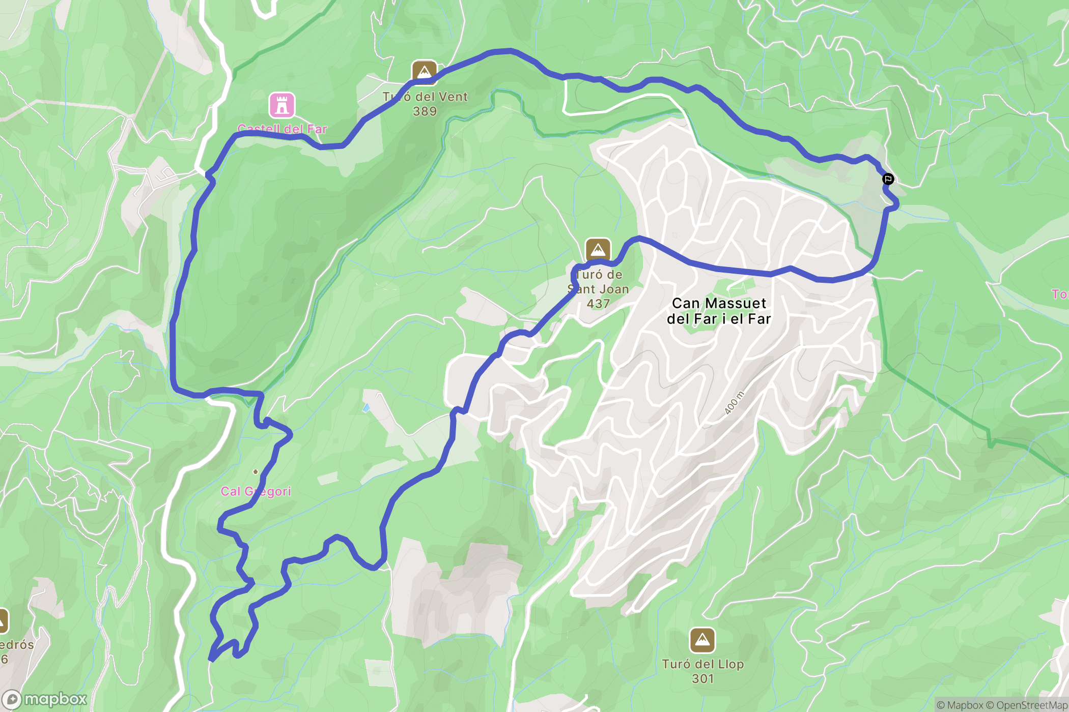 Dosrius : carte du parcours de randonnée - Spain