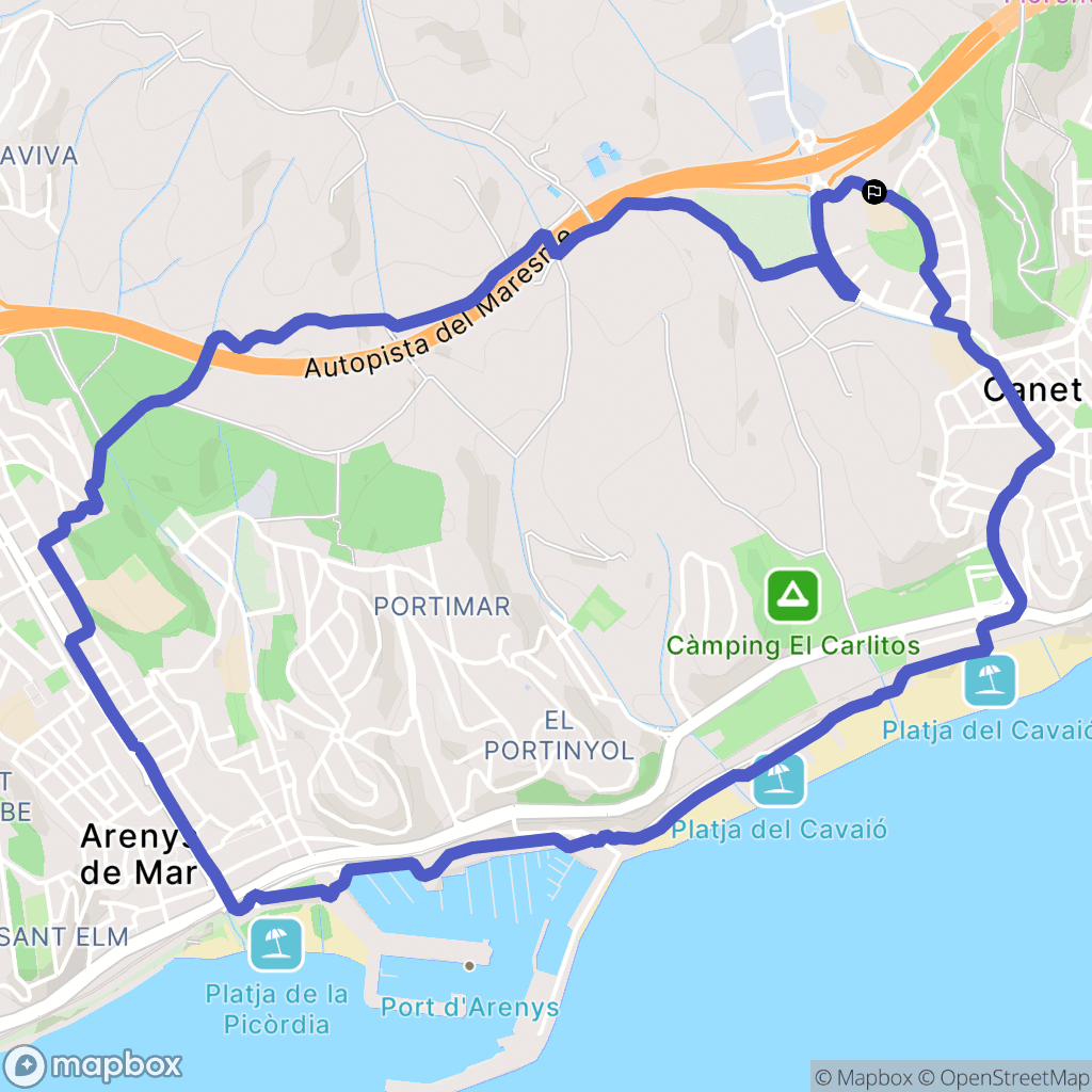 Canet de Mar : carte du parcours de randonnée - Spain