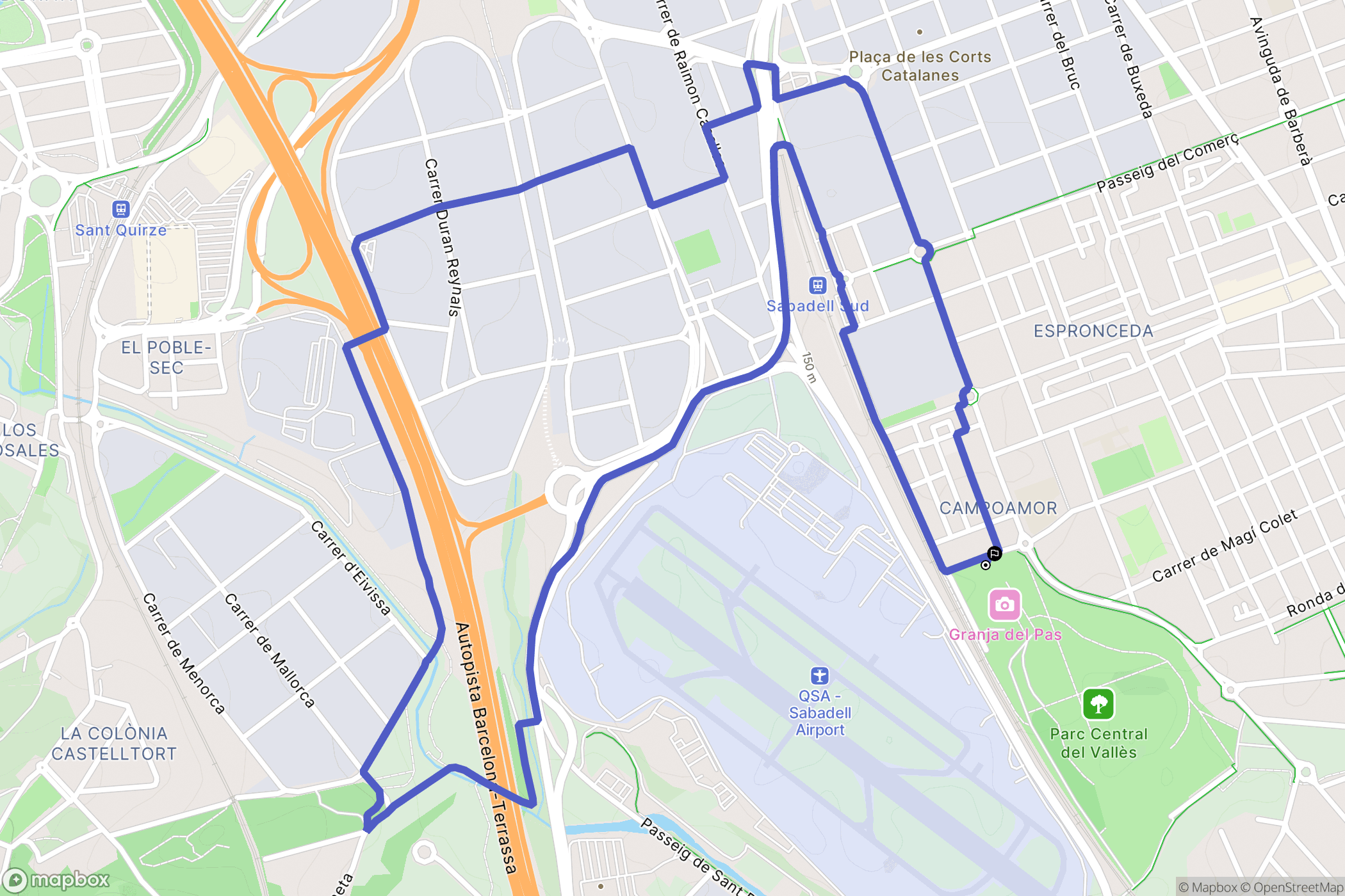 Sabadell : carte du parcours de randonnée - Spain