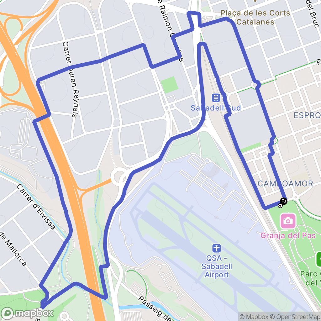 Sabadell : carte du parcours de randonnée - Spain
