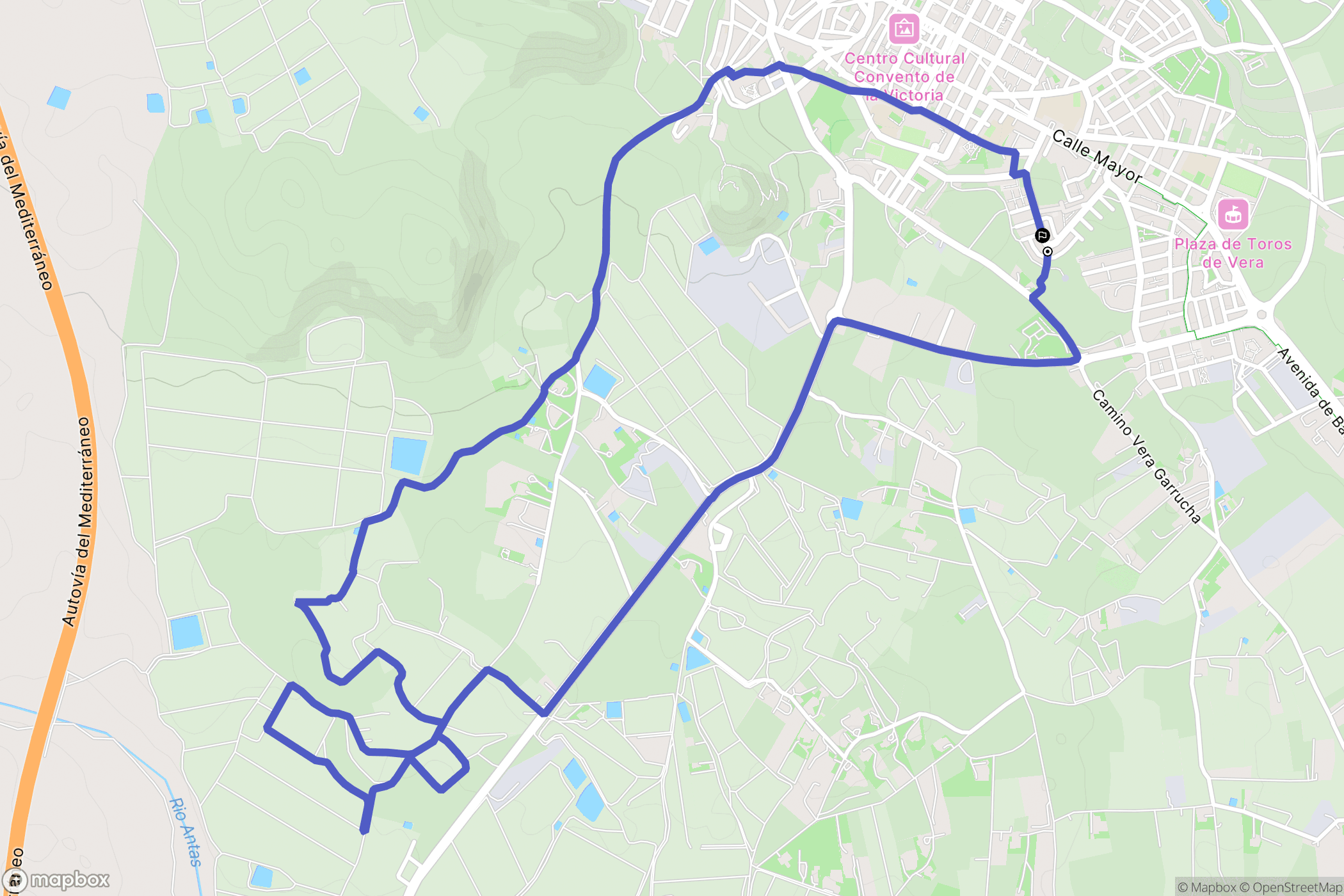 Vera : carte du parcours de randonnée - Spain