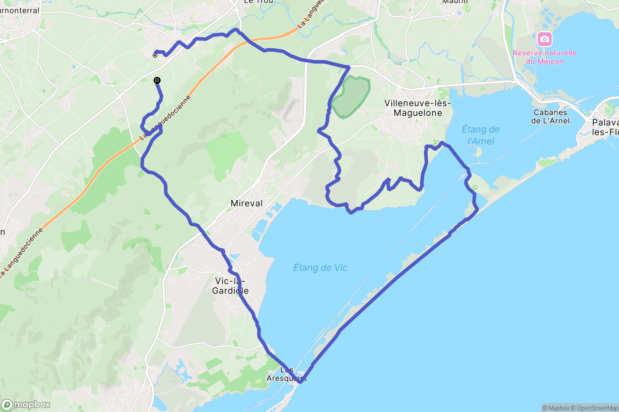 Fabrègues : carte du parcours de randonnée - France
