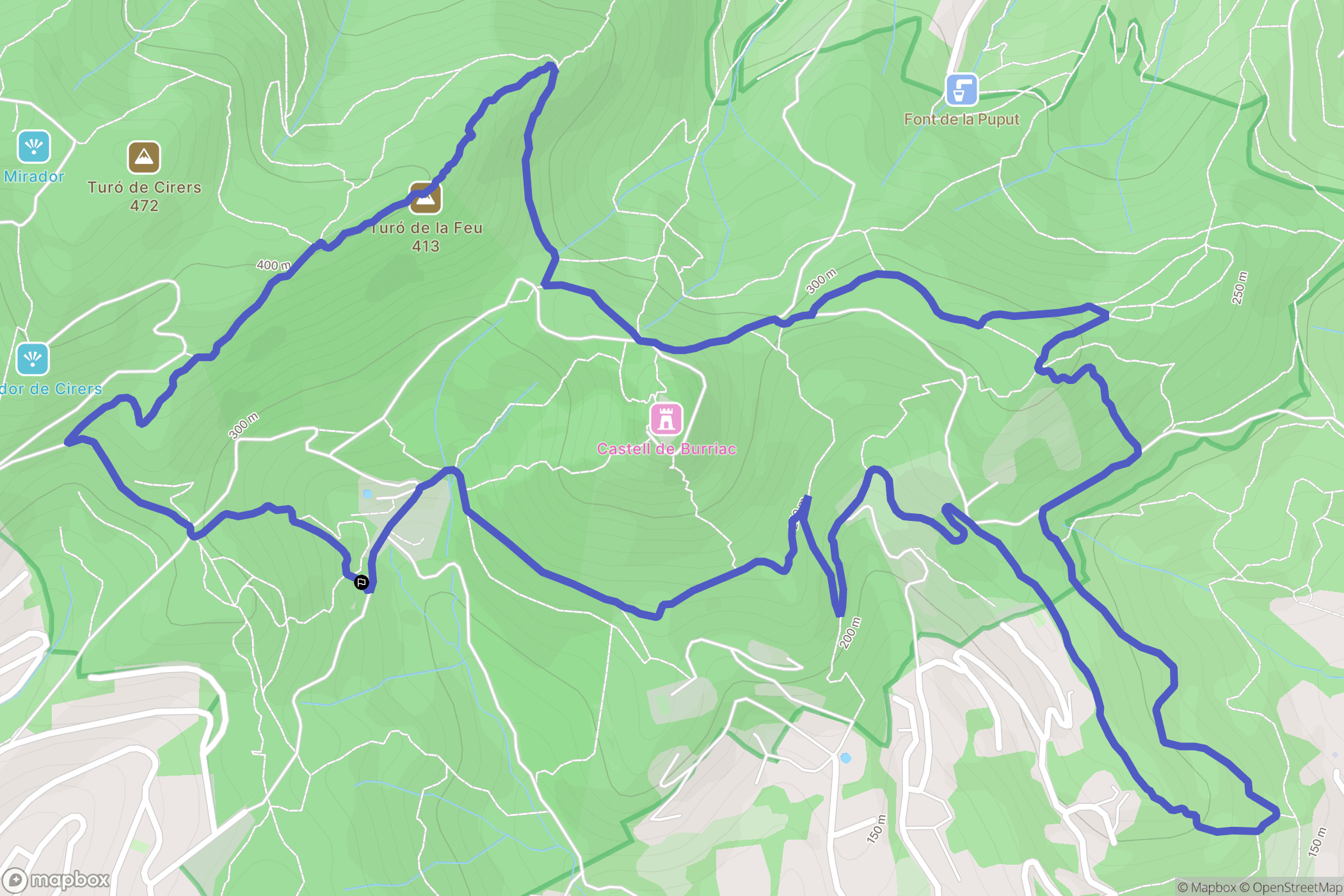 Cabrera de Mar : carte du parcours de randonnée - Spain