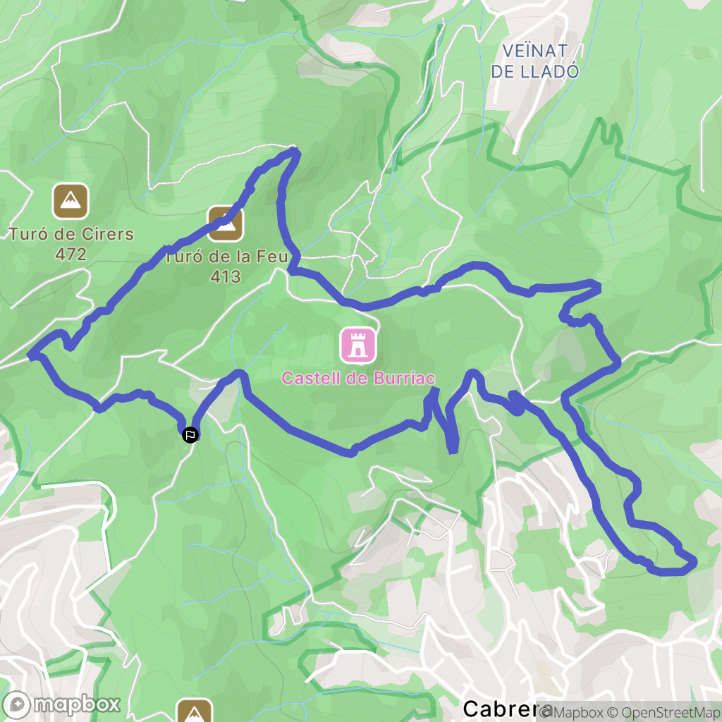 Cabrera de Mar : carte du parcours de randonnée - Spain