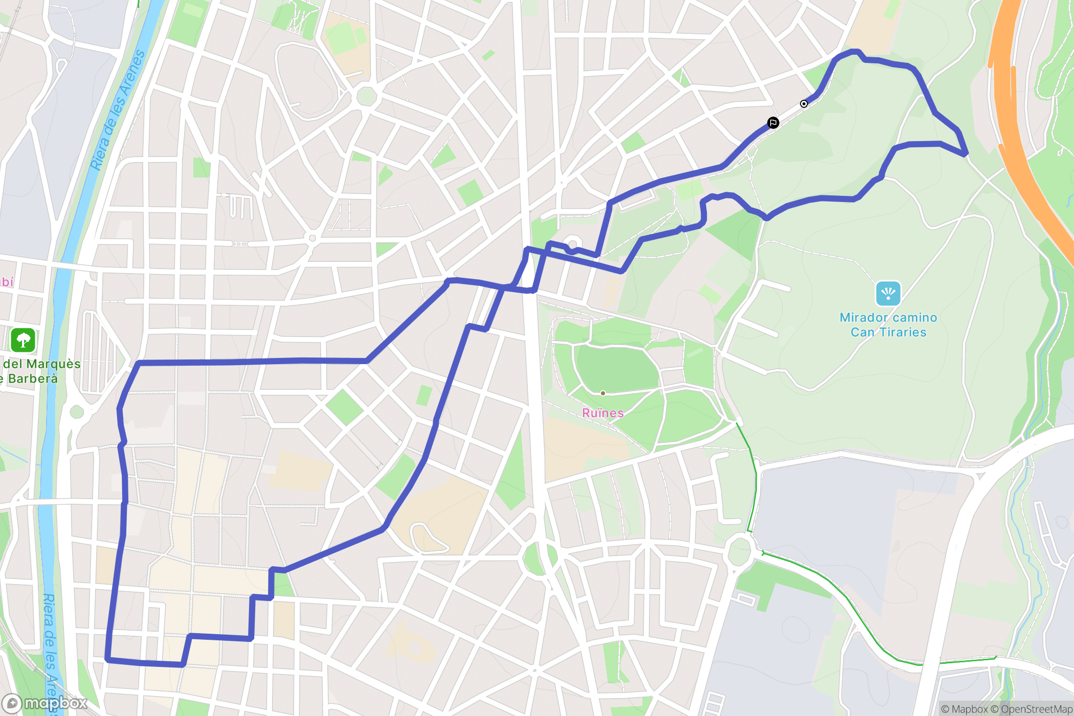 Rubí : carte du parcours de randonnée - Spain