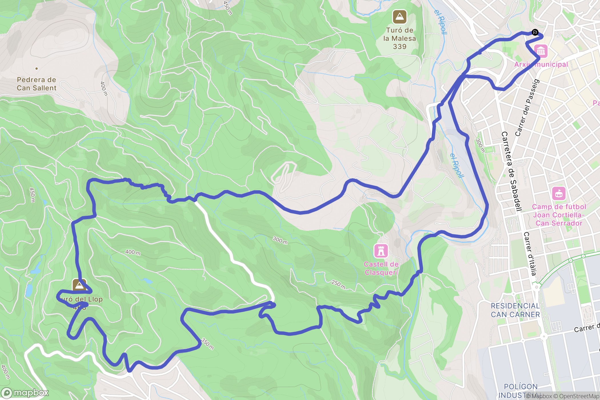Castellar del Vallès : carte du parcours de randonnée - Spain