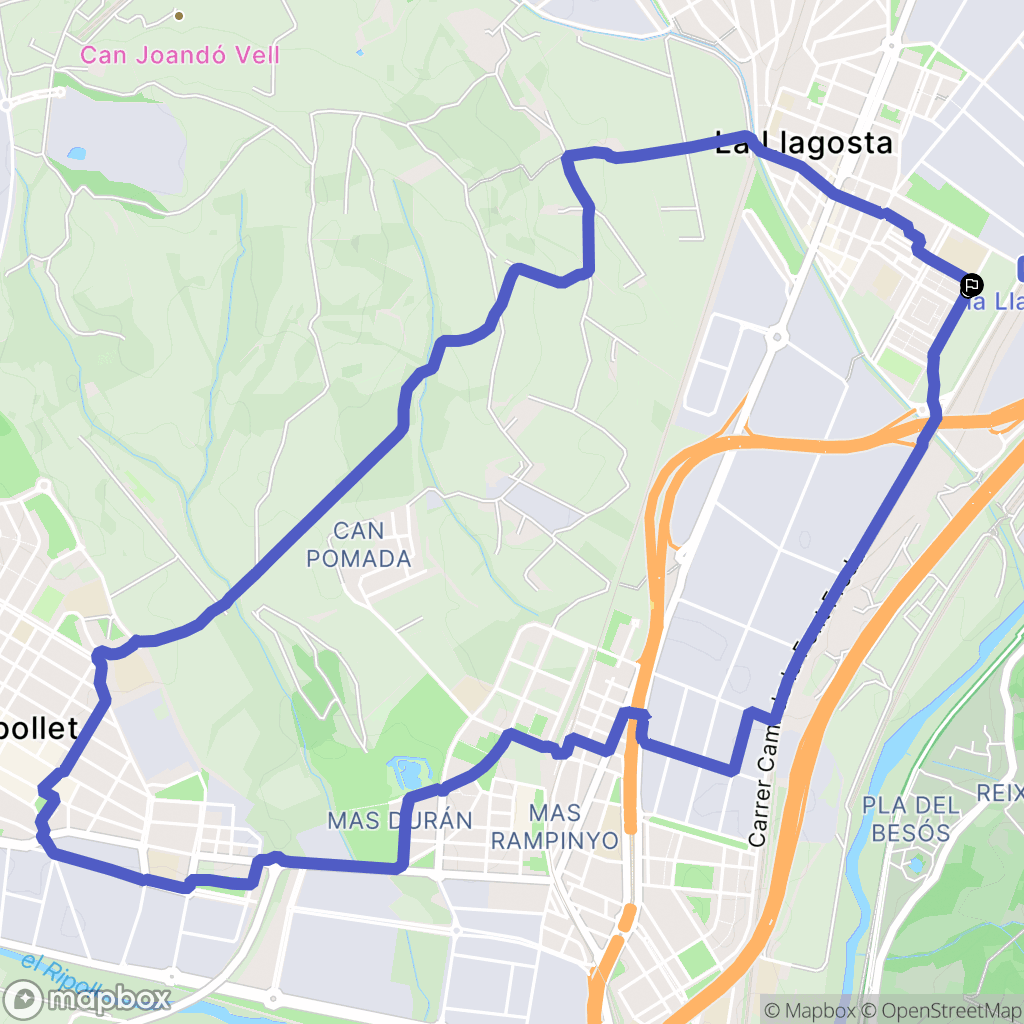 La Llagosta : carte du parcours de randonnée - Spain