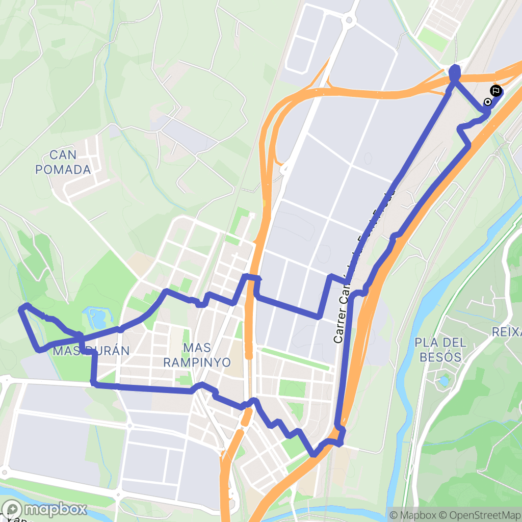 La Llagosta : carte du parcours de randonnée - Spain