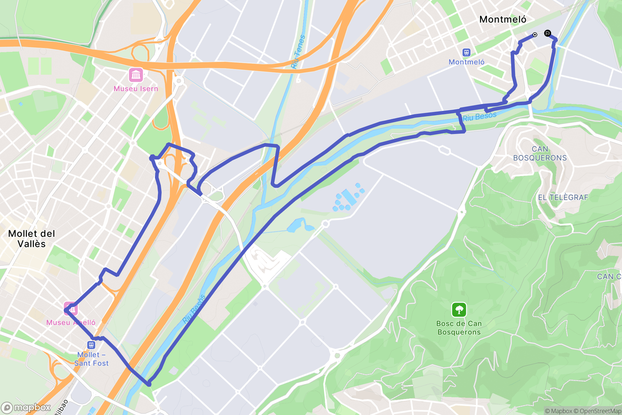 Montmeló : carte du parcours de randonnée - Spain