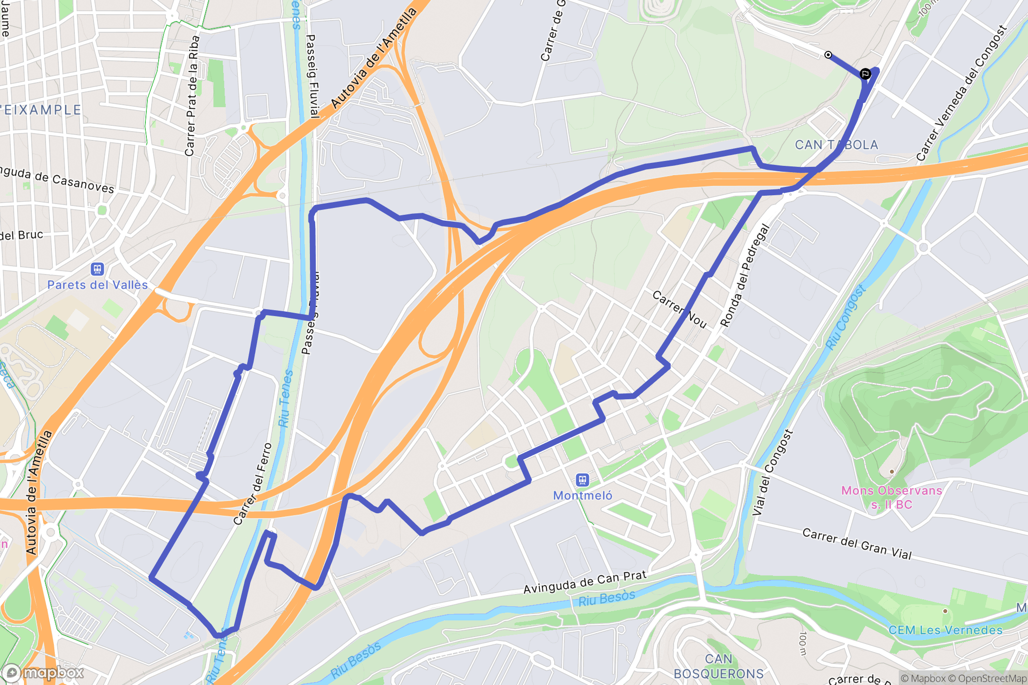 Montmeló : carte du parcours de randonnée - Spain