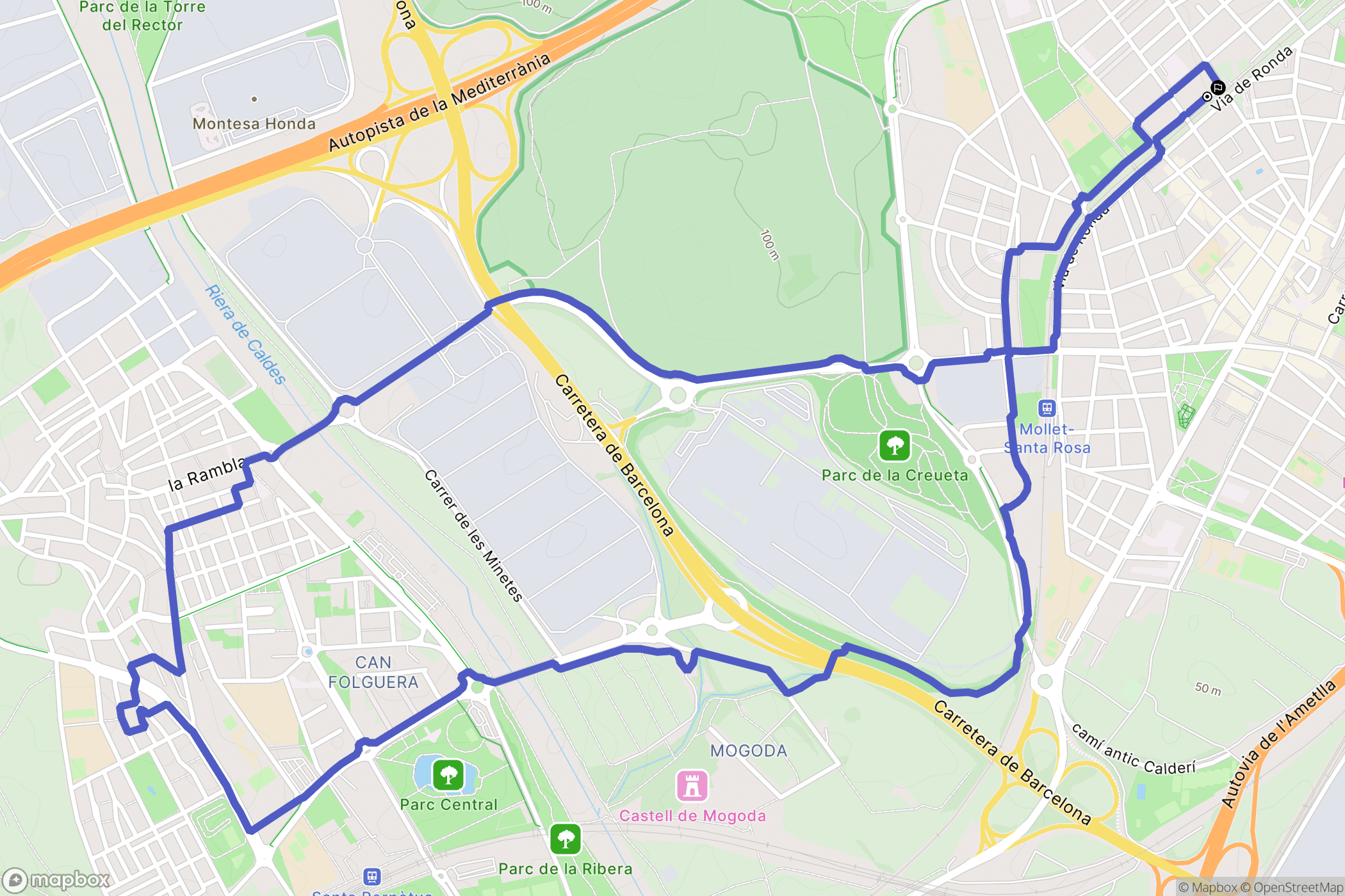 Mollet del Vallès : carte du parcours de randonnée - Spain