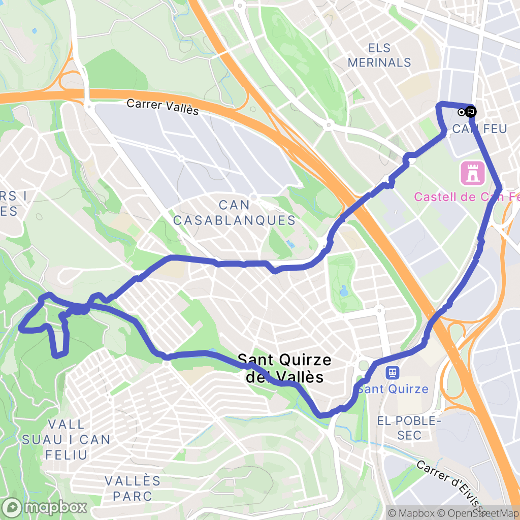 Sabadell : carte du parcours de randonnée - Spain
