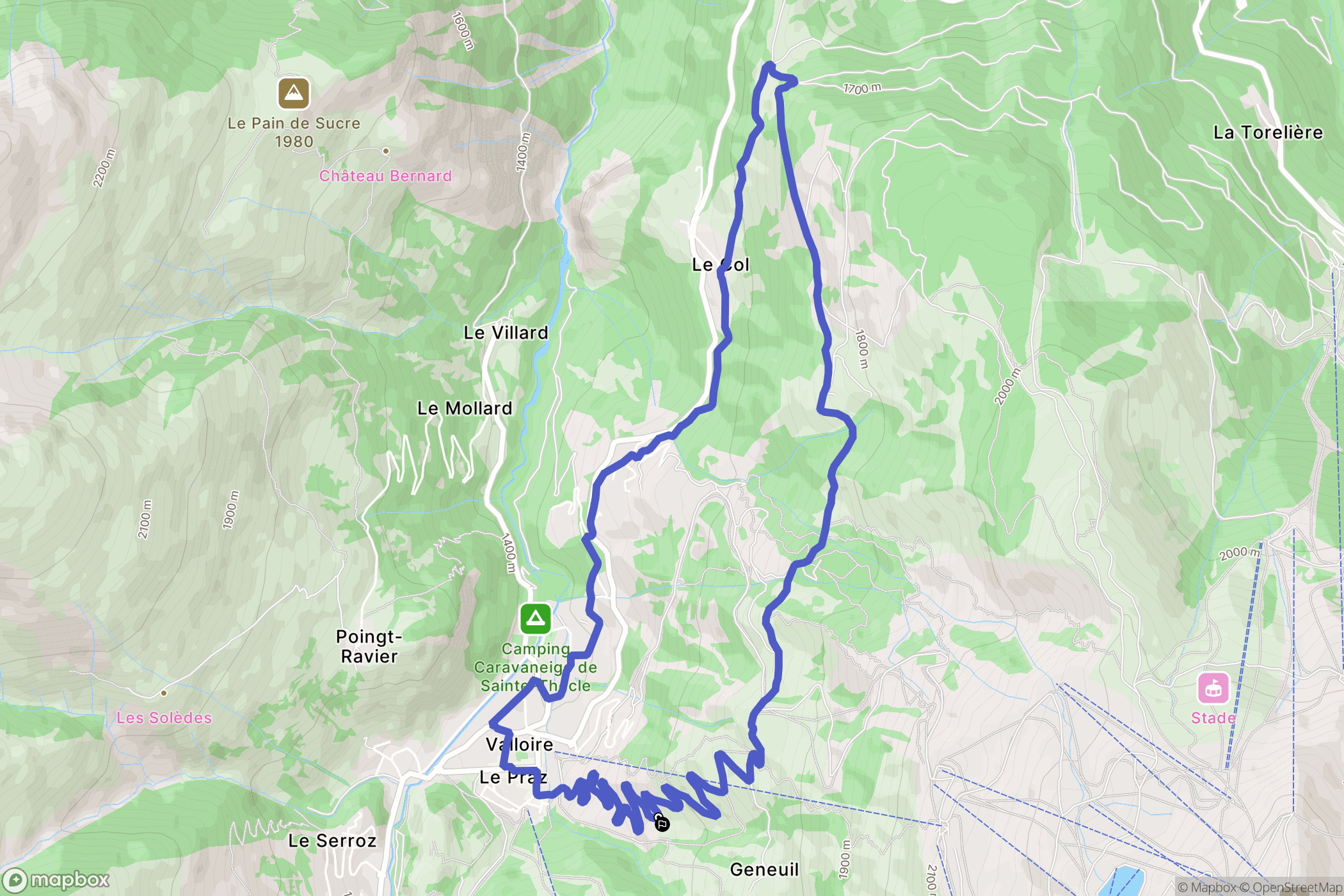 Valloire : carte du parcours de randonnée - France