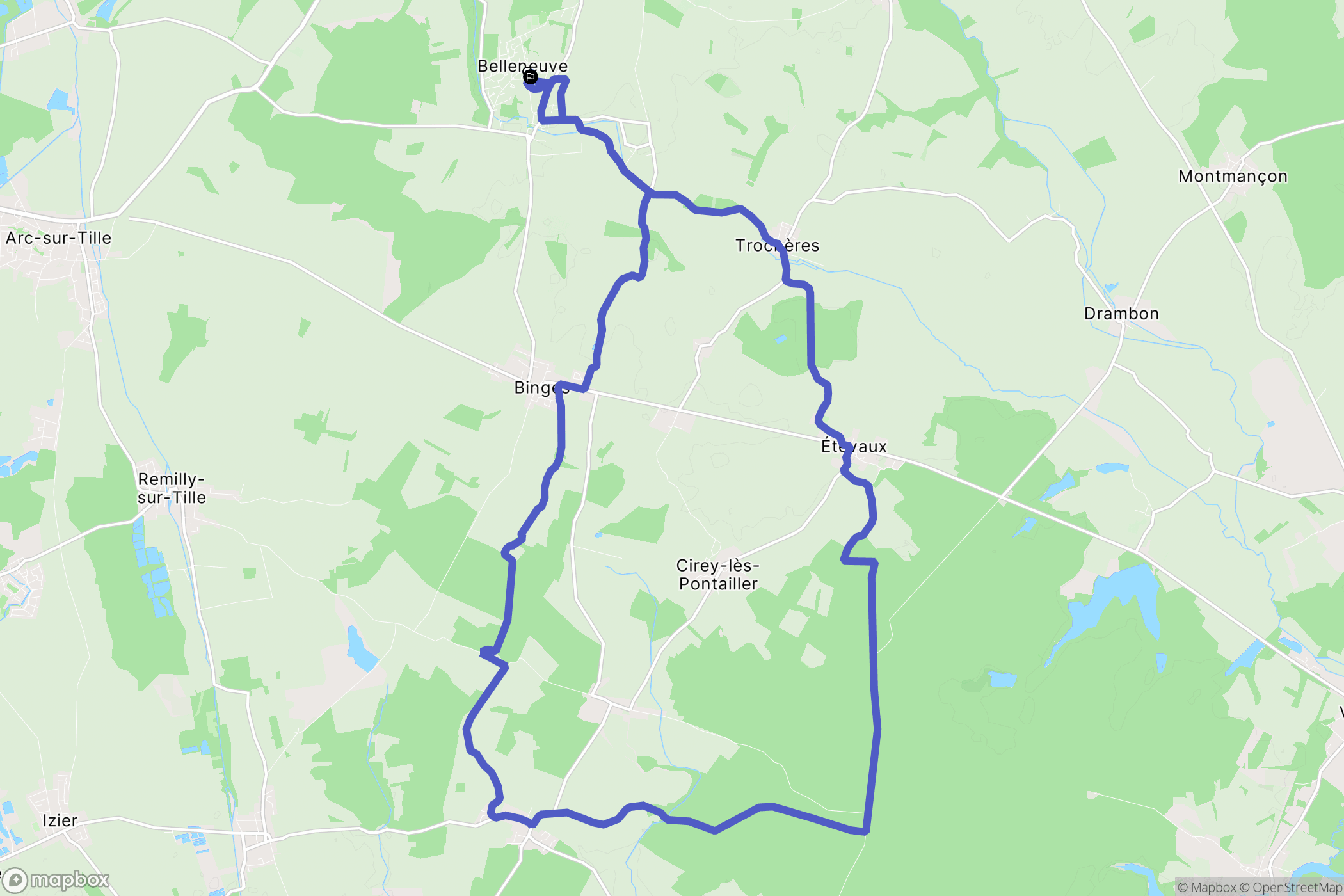 Belleneuve : carte du parcours de randonnée - France