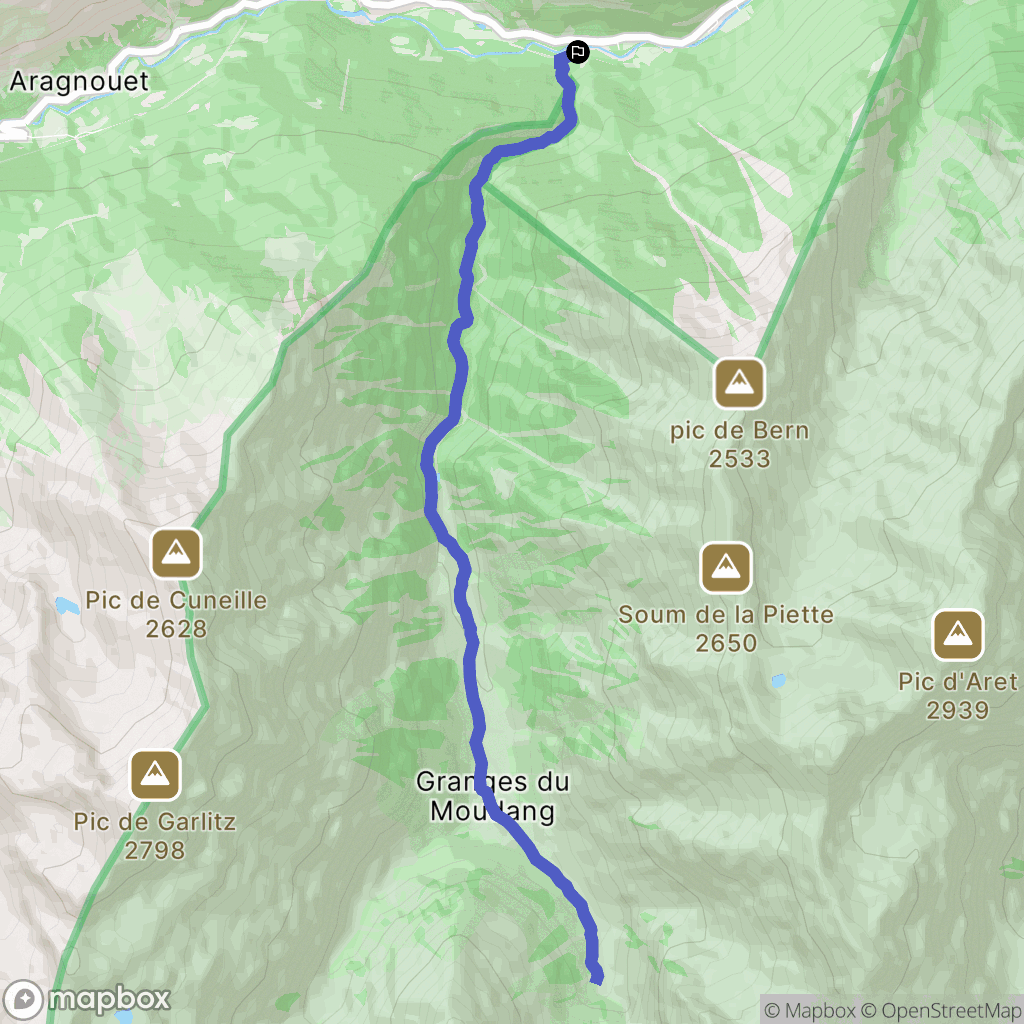Aragnouet : carte du parcours de randonnée - France