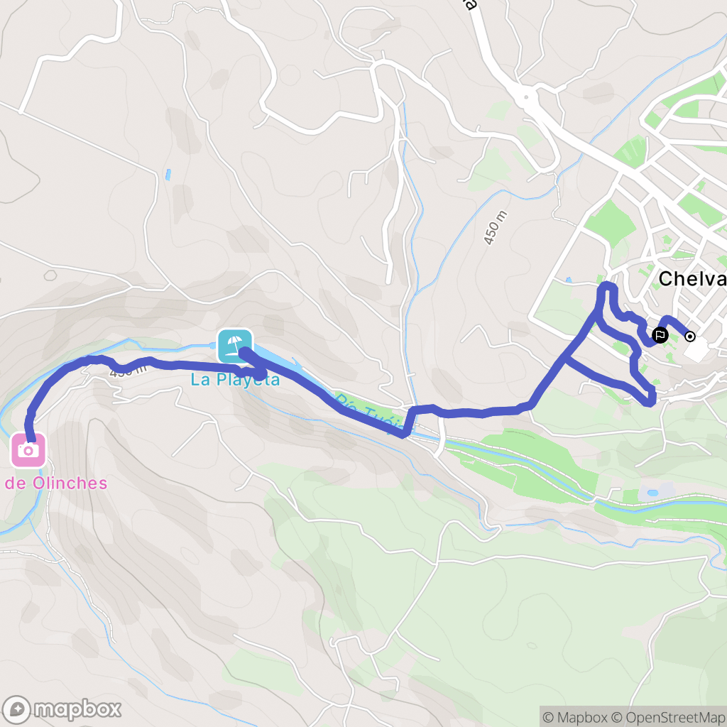 Chelva : carte du parcours de randonnée - Spain