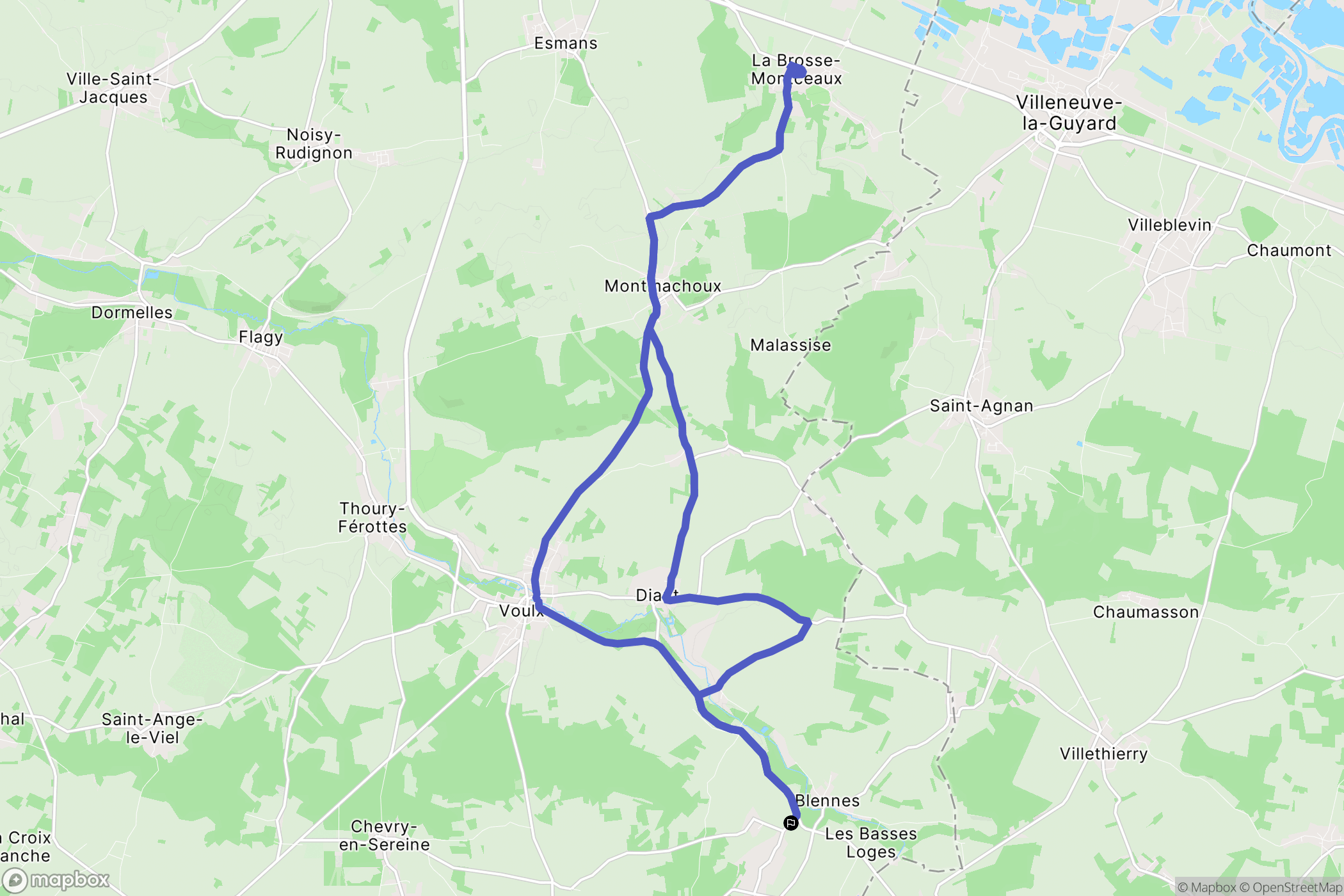 Blennes : carte du parcours de randonnée - France