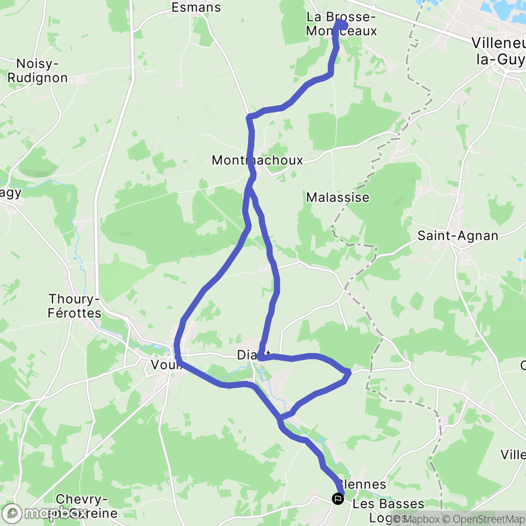 Blennes : carte du parcours de randonnée - France