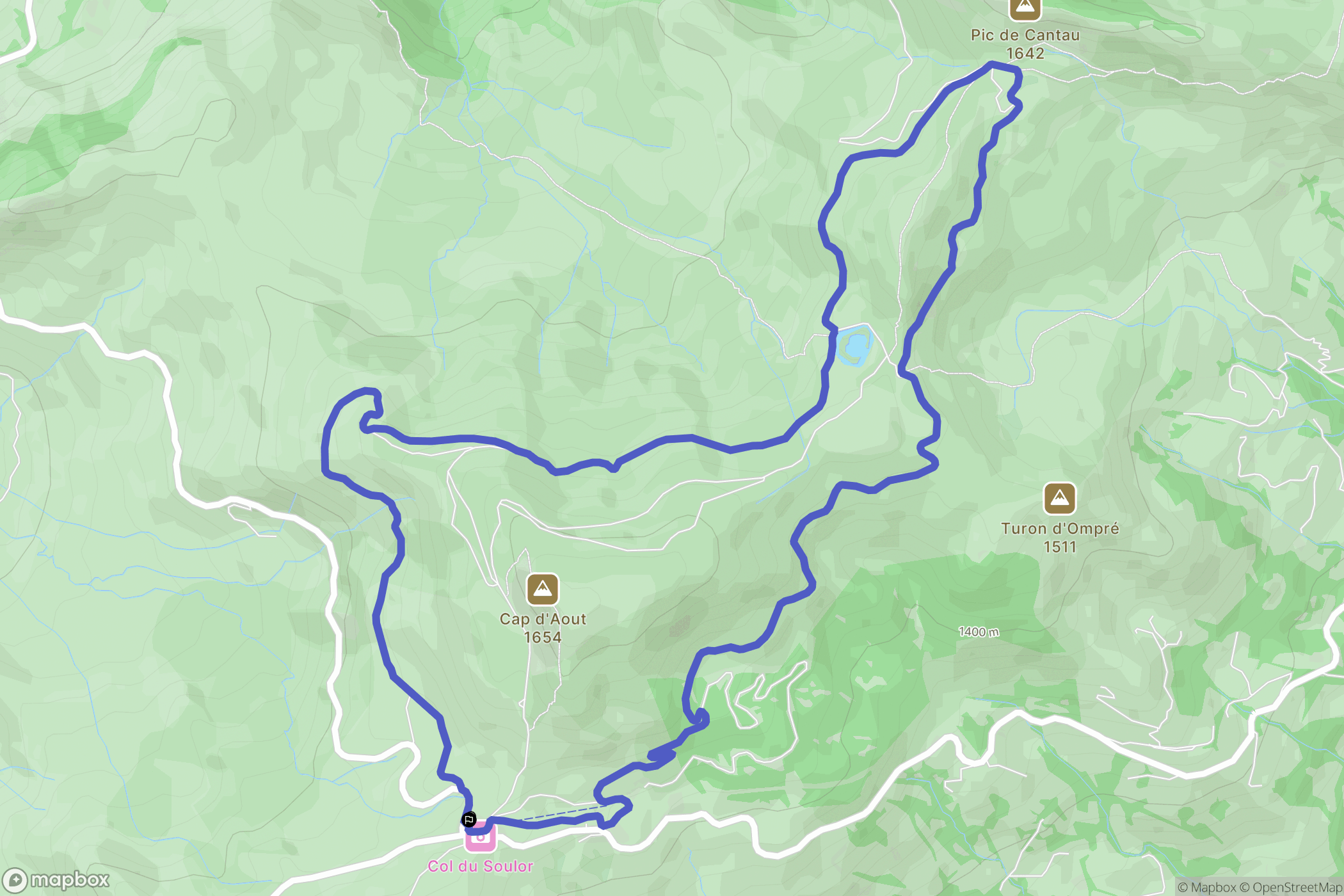 Arbéost : carte du parcours de randonnée - France