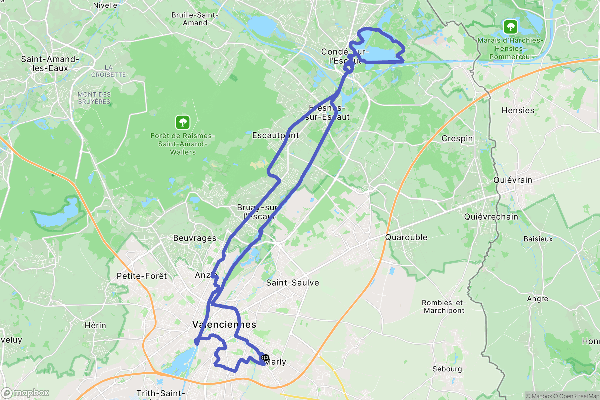 Marly : carte du parcours de randonnée - France