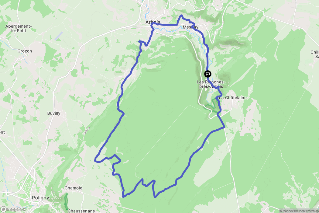 Les Planches-près-Arbois : carte du parcours de randonnée - France