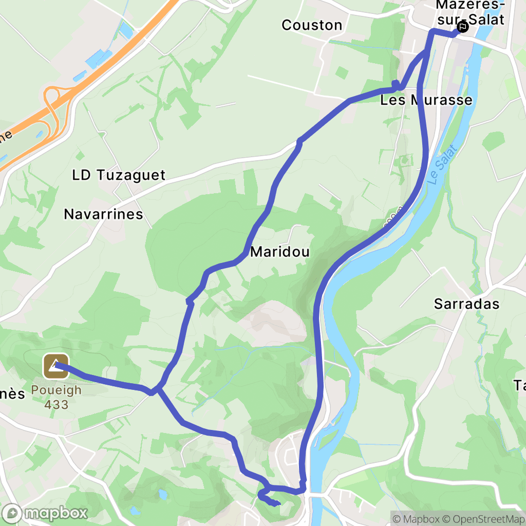 Mazères-sur-Salat : carte du parcours de randonnée - France